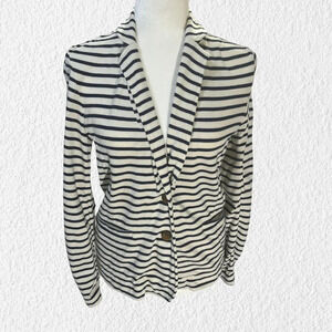 J CREW Factory Striped Blazer Navy Cream Size Small